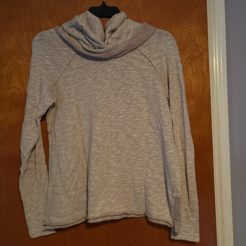 Free People Beach Women's Beige/Gray Oversized Cowl Neck top, Size ML